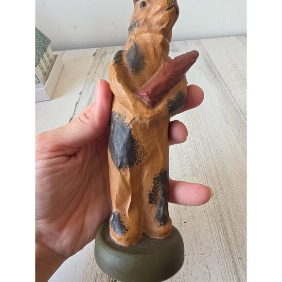 Shabby chic Easter bunny rabbit statue figurine carrot vtg style stands - Picture 8 of 9